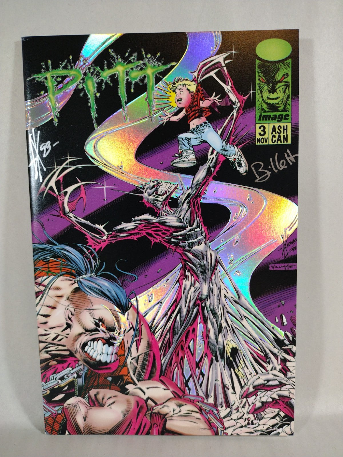 PITT #3 (1993) Image Comic Deluxe Holofoil Embossed Ashcan Signed Keown Hotton