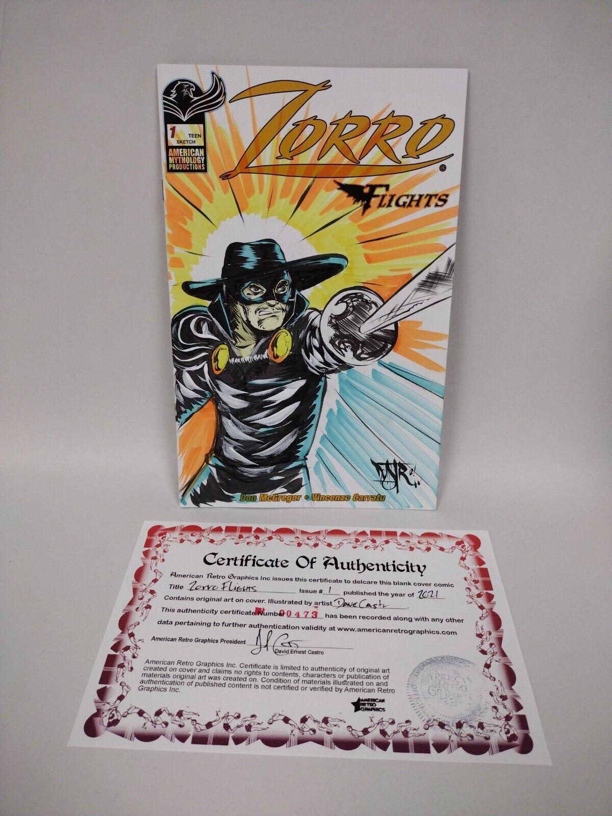 Zorro Flights #1 Blank Cover Variant Original DCastr Art COA