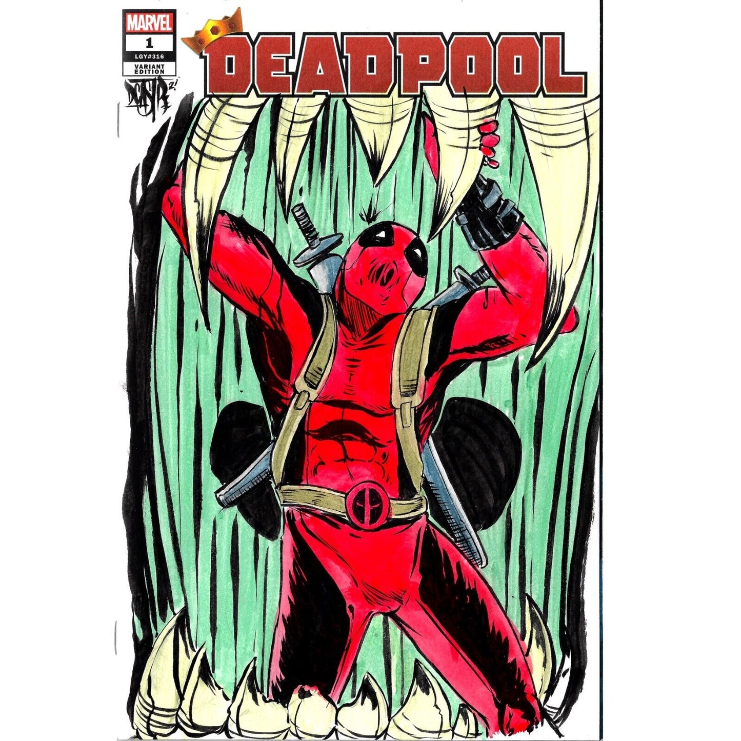 DEADPOOL #1 Blank Sketch Variant Cover Comic 2020 W Original Art Dave Castr