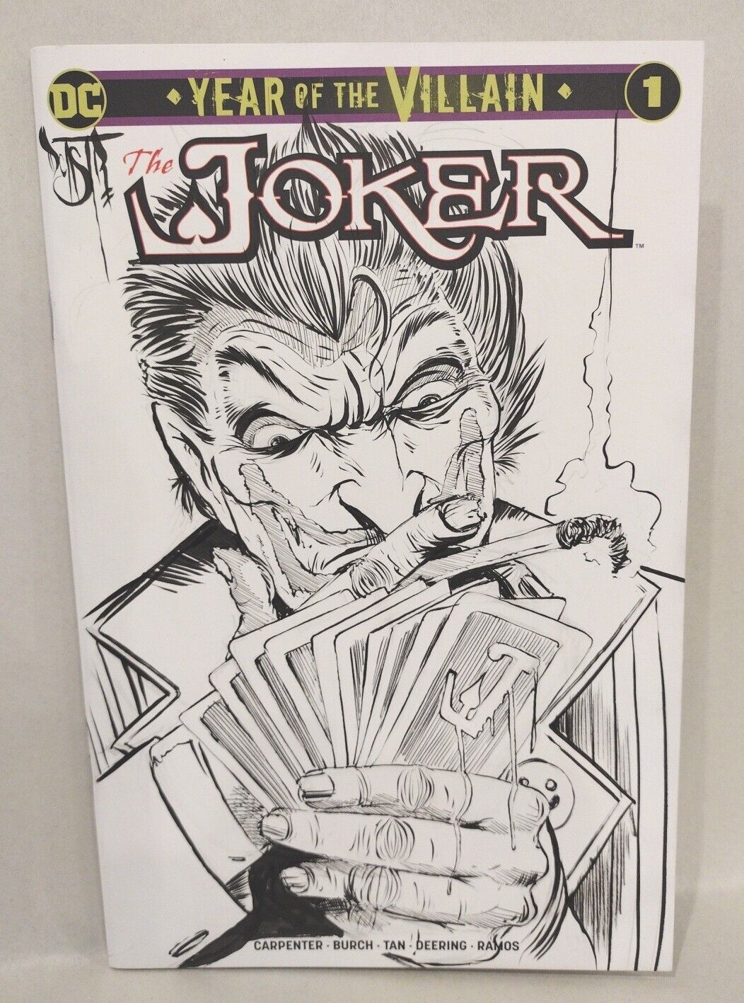 Joker Year Of The Villain 1 (2019) DC Blank Sketch Variant Comic W Original Art