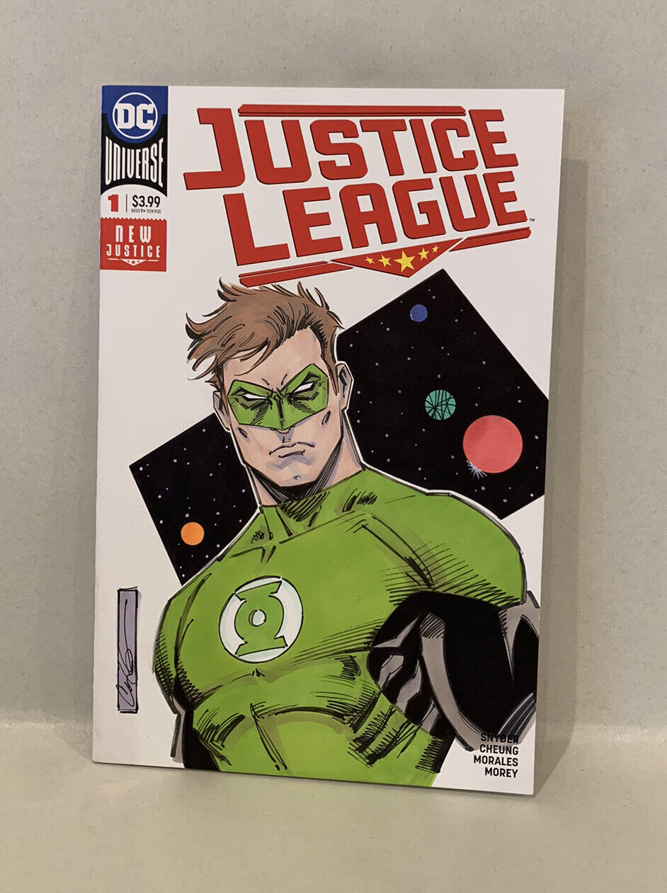 JUSTICE LEAGUE #1 Blank Cover Variant DC Comic w Original CORY HAMSCHER Art COA