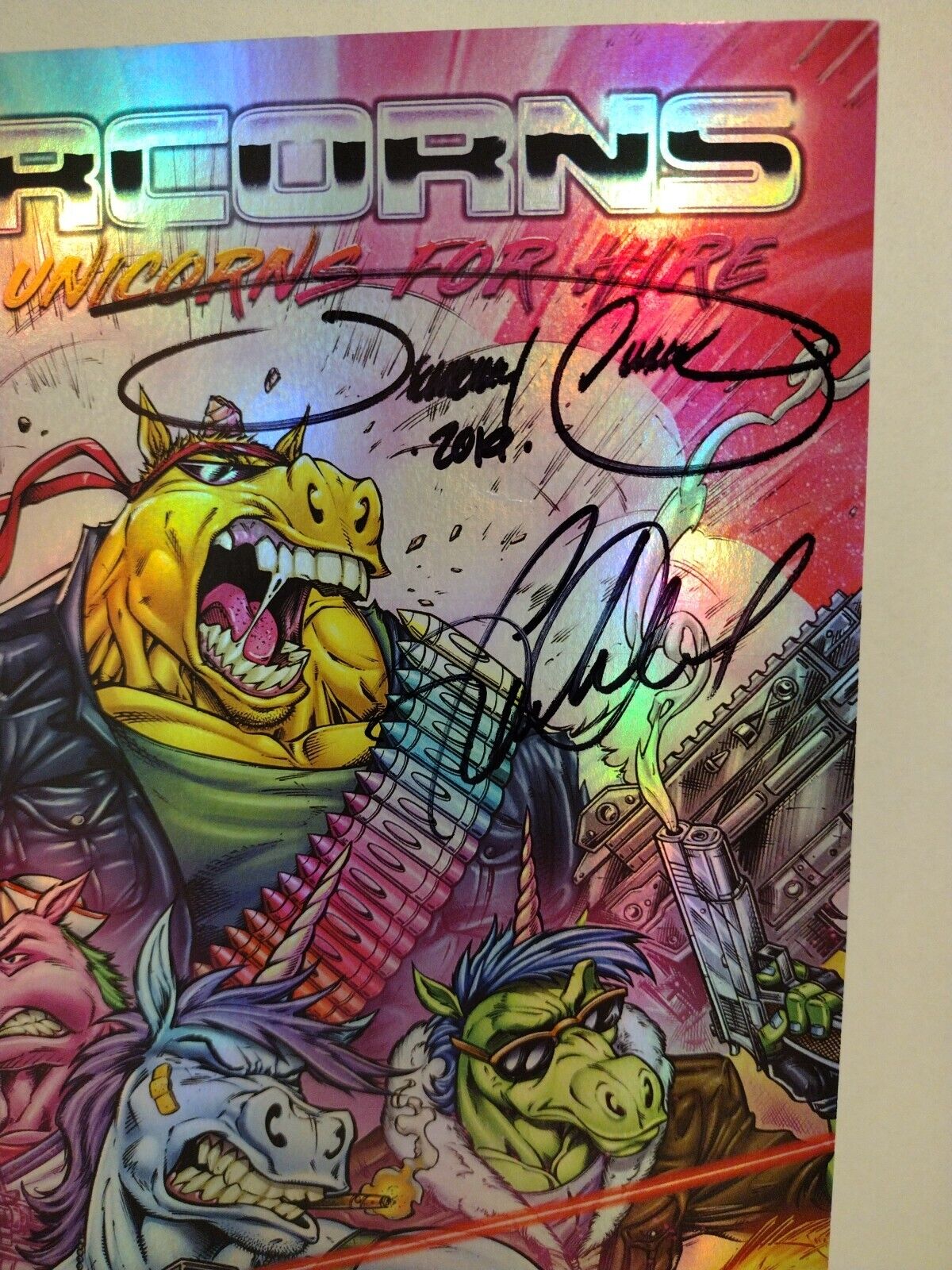 Warcorns Combat Unicorns For Hire #1 Source Point 2019 Comic Signed Garrett Gun 