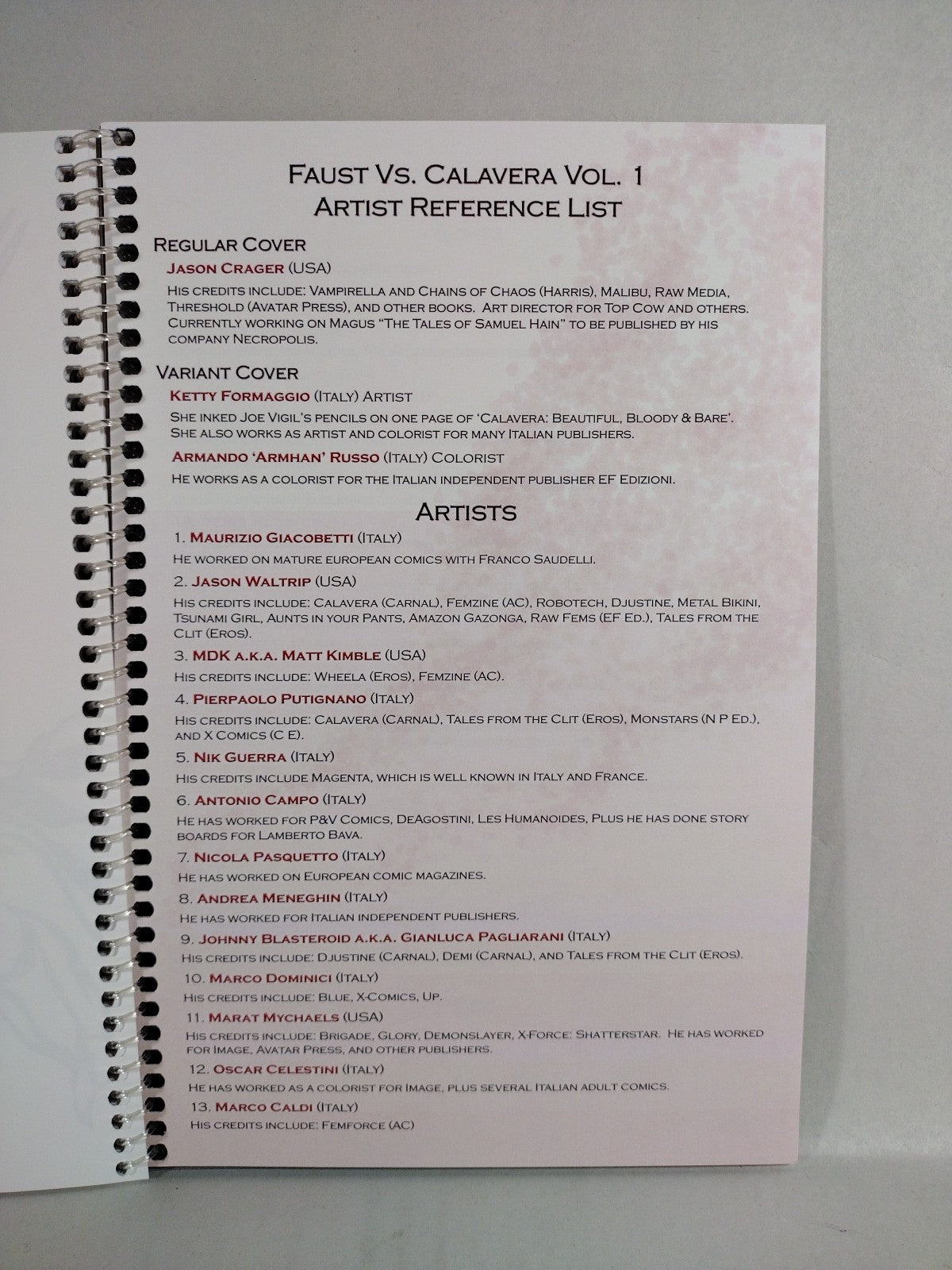 Faust Vs Calavera Blades & Blood (2007) RAW Comics Pin-up Book Signed Tim Vigil