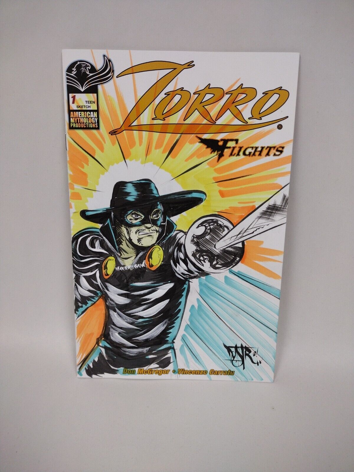 Zorro Flights #1 Blank Cover Variant Original DCastr Art COA