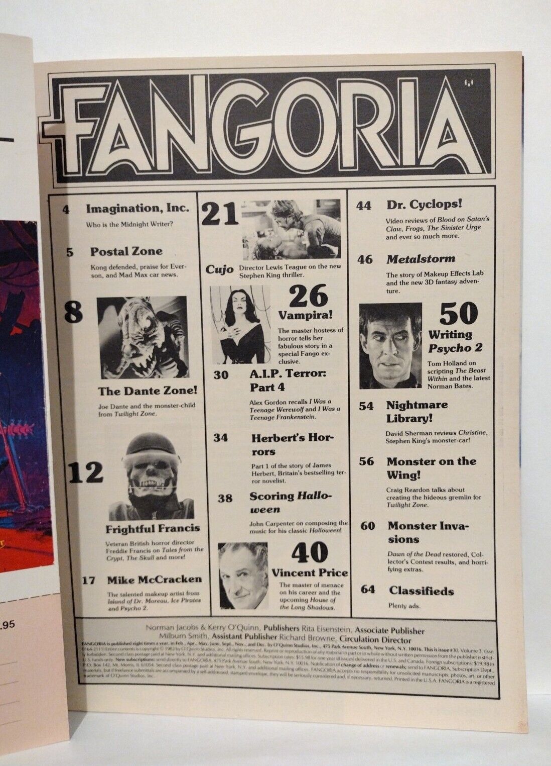 Fangoria Magazine 30 (1983) Starlog Beast Within Poster Twilight Zone Cujo