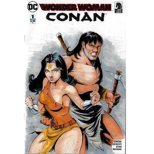 WONDER WOMAN CONAN #1 Blank Cover Variant Comic w Original ANDRES F. CRUZ Art