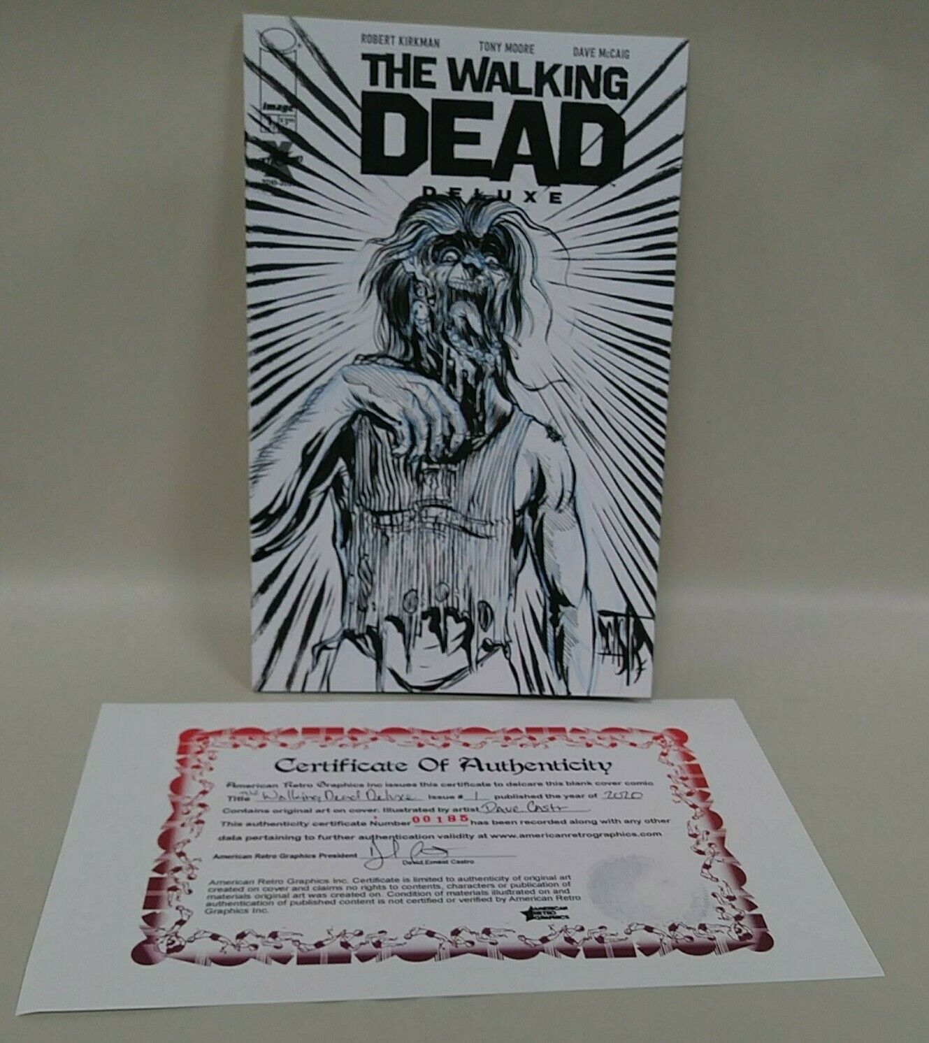 The Walking Death Deluxe #1 Blank Cover Variant Comic W Original DCastr Art ARG 