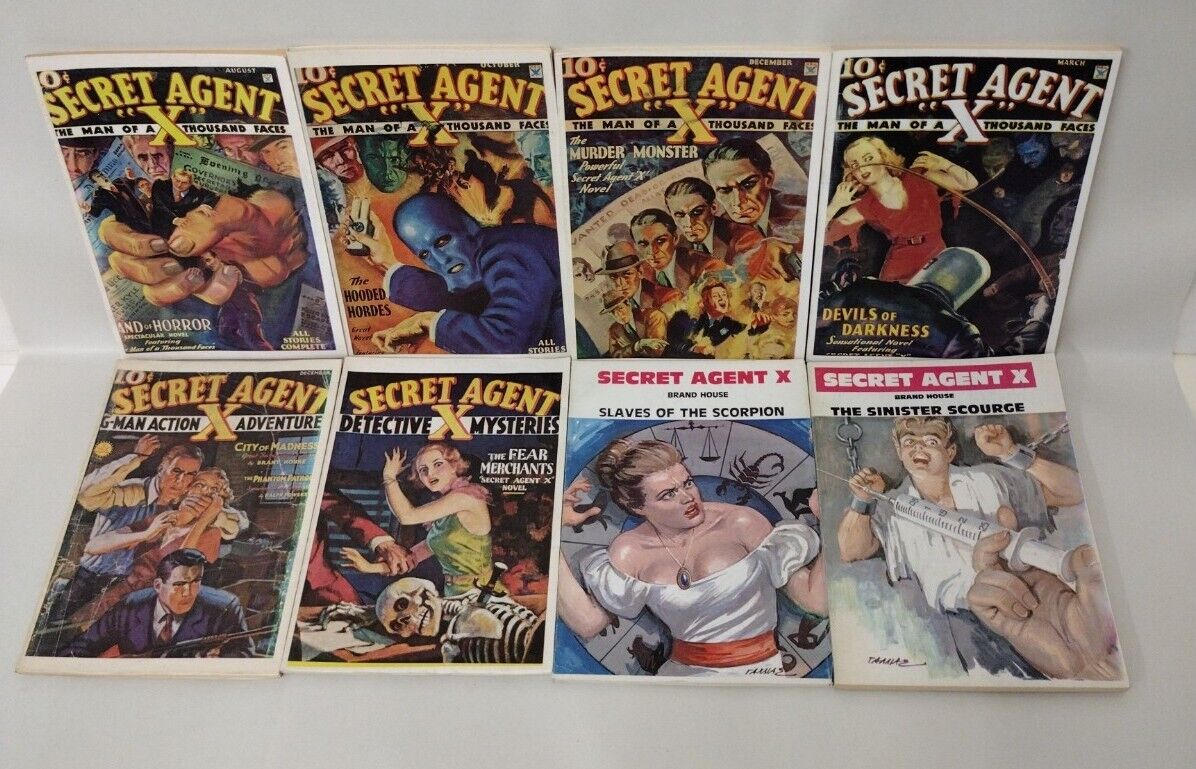 Secret Agent X Pulp Digest Novel Lot Of 8 Jim Hanos Limited Athens Reprints 