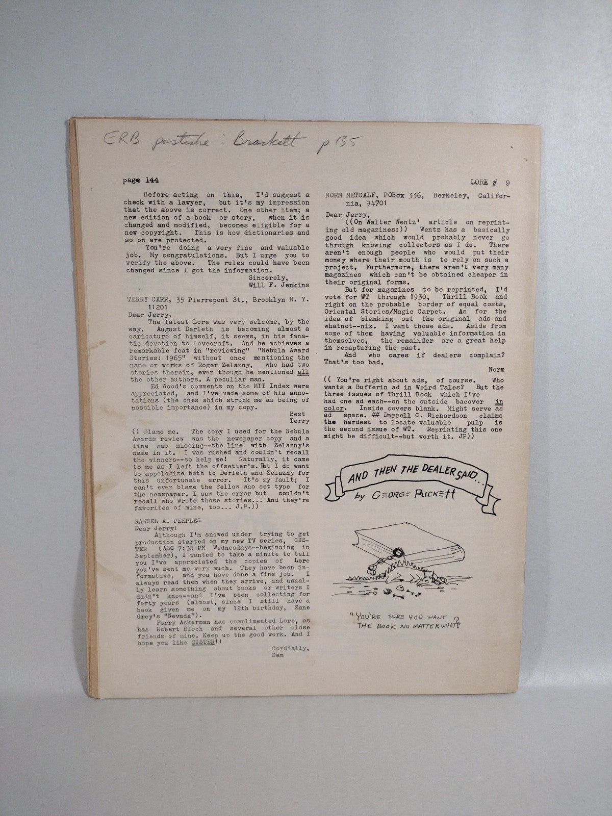 Lore (1966) Jerry Page Fanzine Lot #4 5 6 8 9 Early Jeffery Jones Art