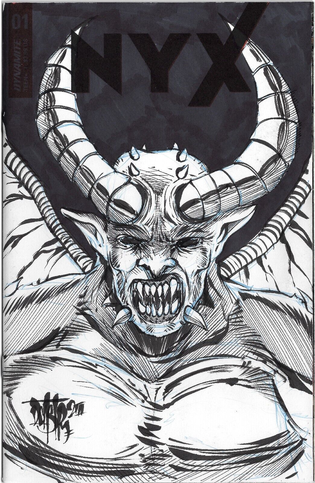 NYX #1 (2021) Dynamite Sketch Variant Comic W Original Dave Castr Devil Art