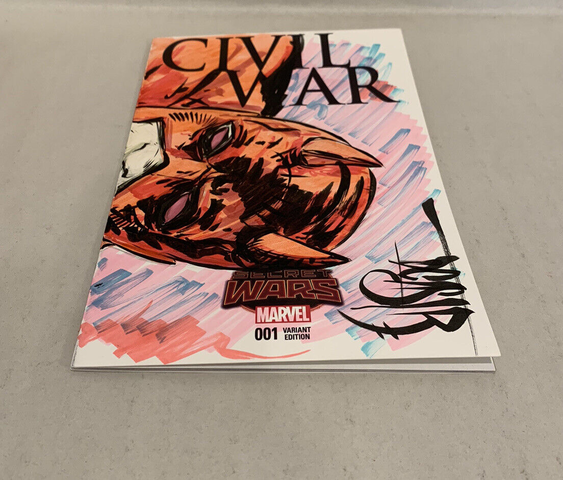 CIVIL WAR #1 (2015) Sketch Variant Cover Comic W Original Daredevil DCastr Art