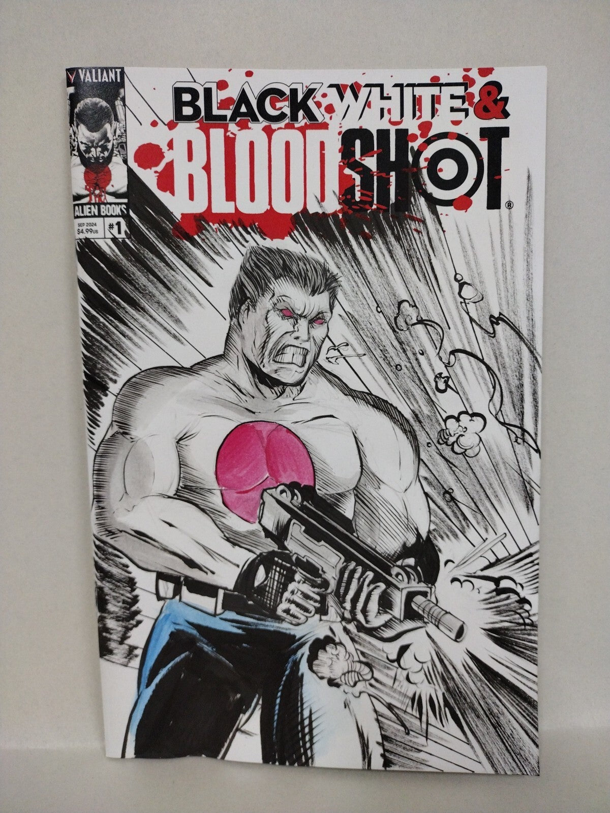 Black White & Bloodshot #1 Valiant Alien Comic Sketch Var W Original DCastr Art