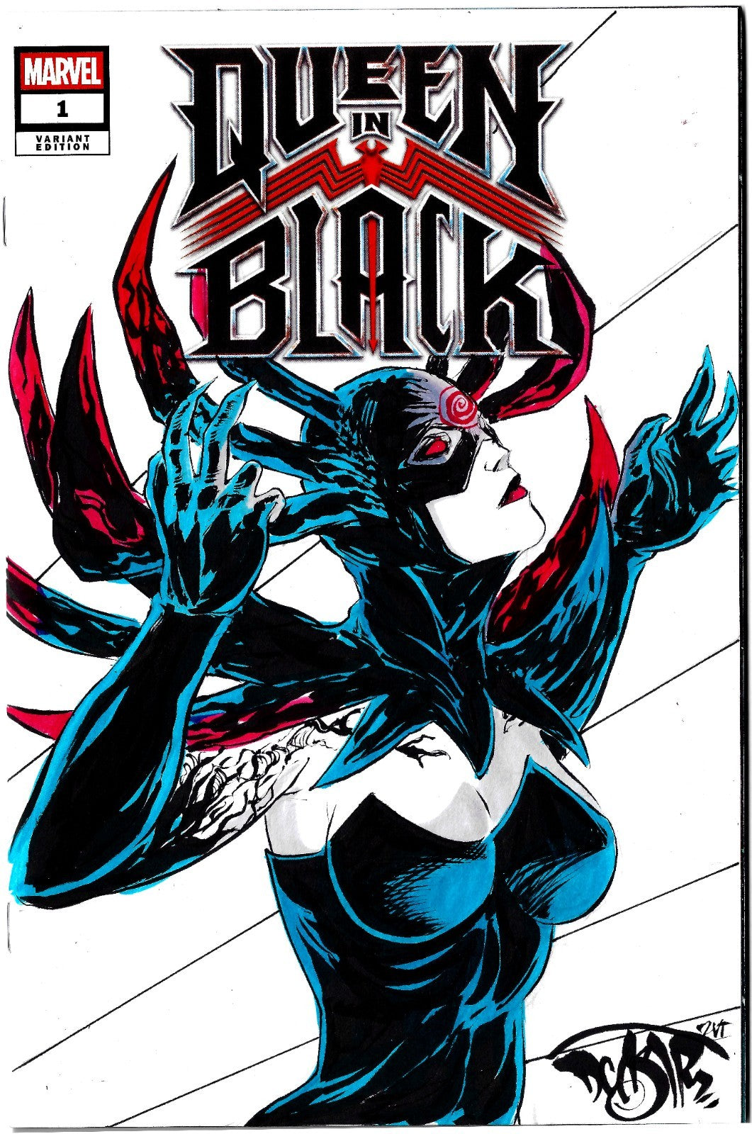 Queen In Black #1 (2026) Marvel Comic Sketch Cover W Original DCastr Art