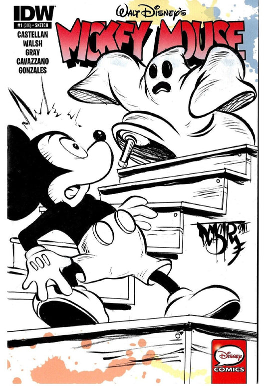 Walt Disney's Mickey Mouse #1 (2015) IDW Blank Sketch Comic Cover w Original Art