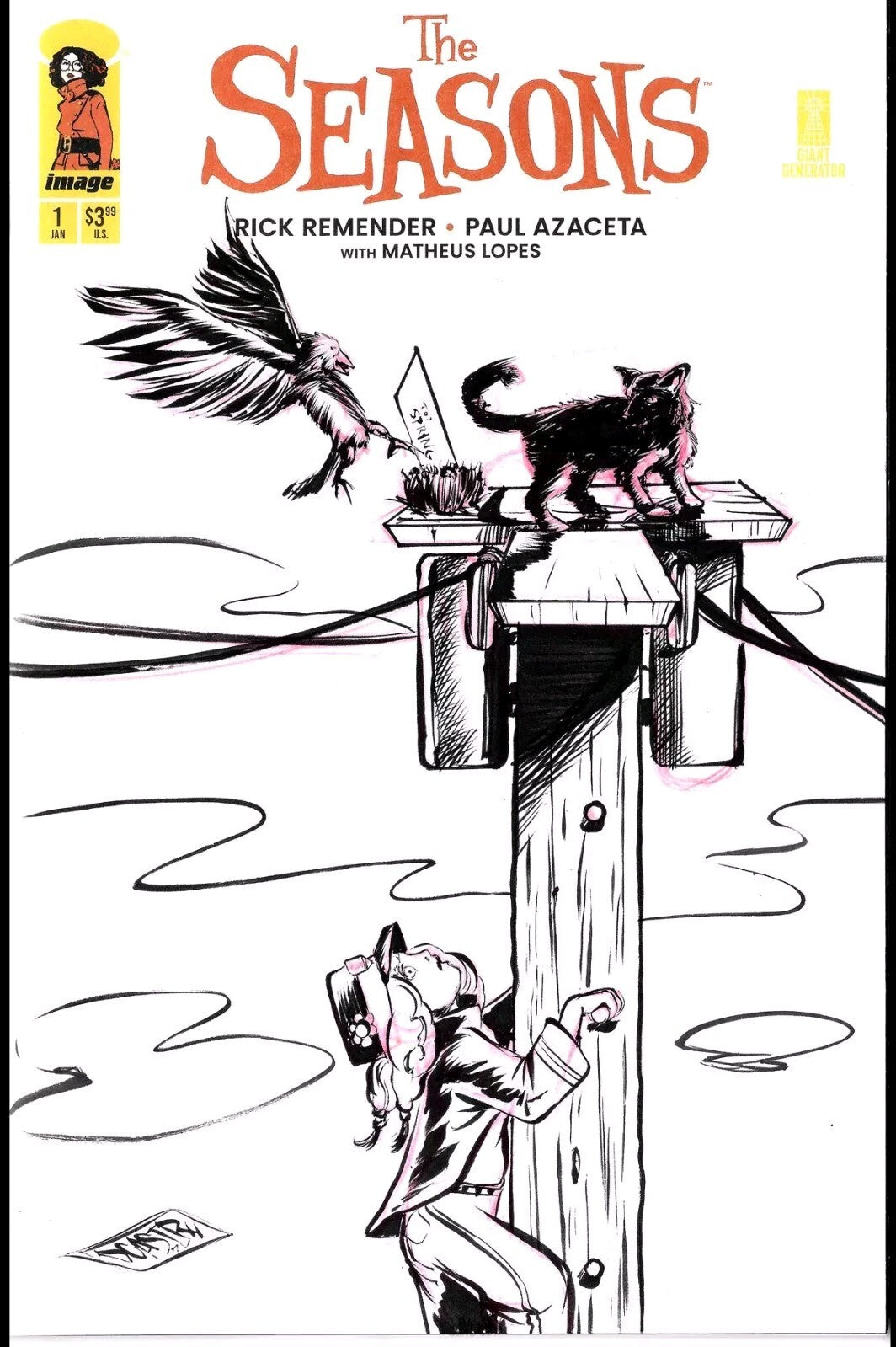 Seasons #1 (2025) Rick Remender Image Comic Sketch Variant W Original DCastr Art