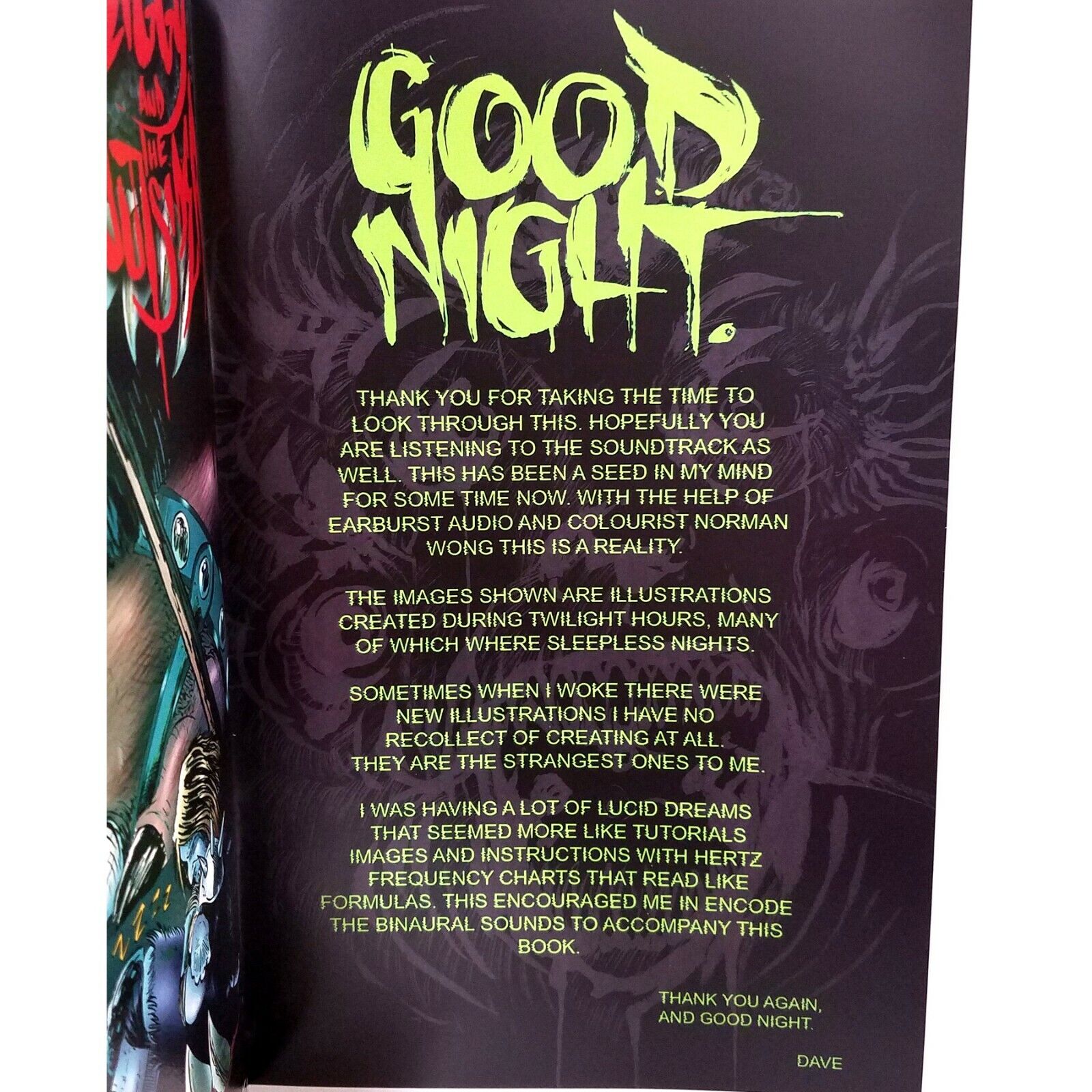 Dave Castr's Good Night Art Book & Signed Album Redemption Card