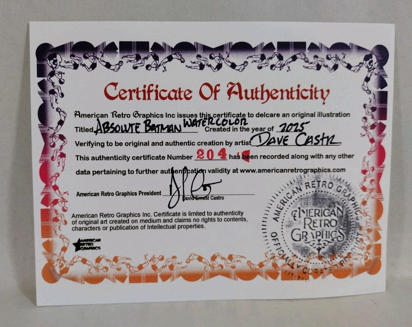 Absolute Batman (2025) Original 9 X 12" Dave Castr Watercolor Fan Art