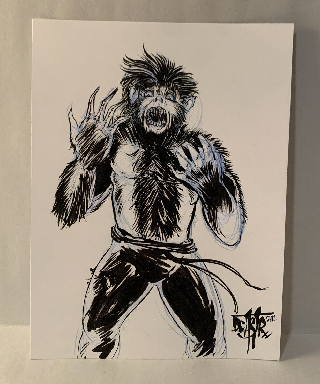 Original Dave Castr I’m a Wolfman 5x7" Art Sealed W ARG COA