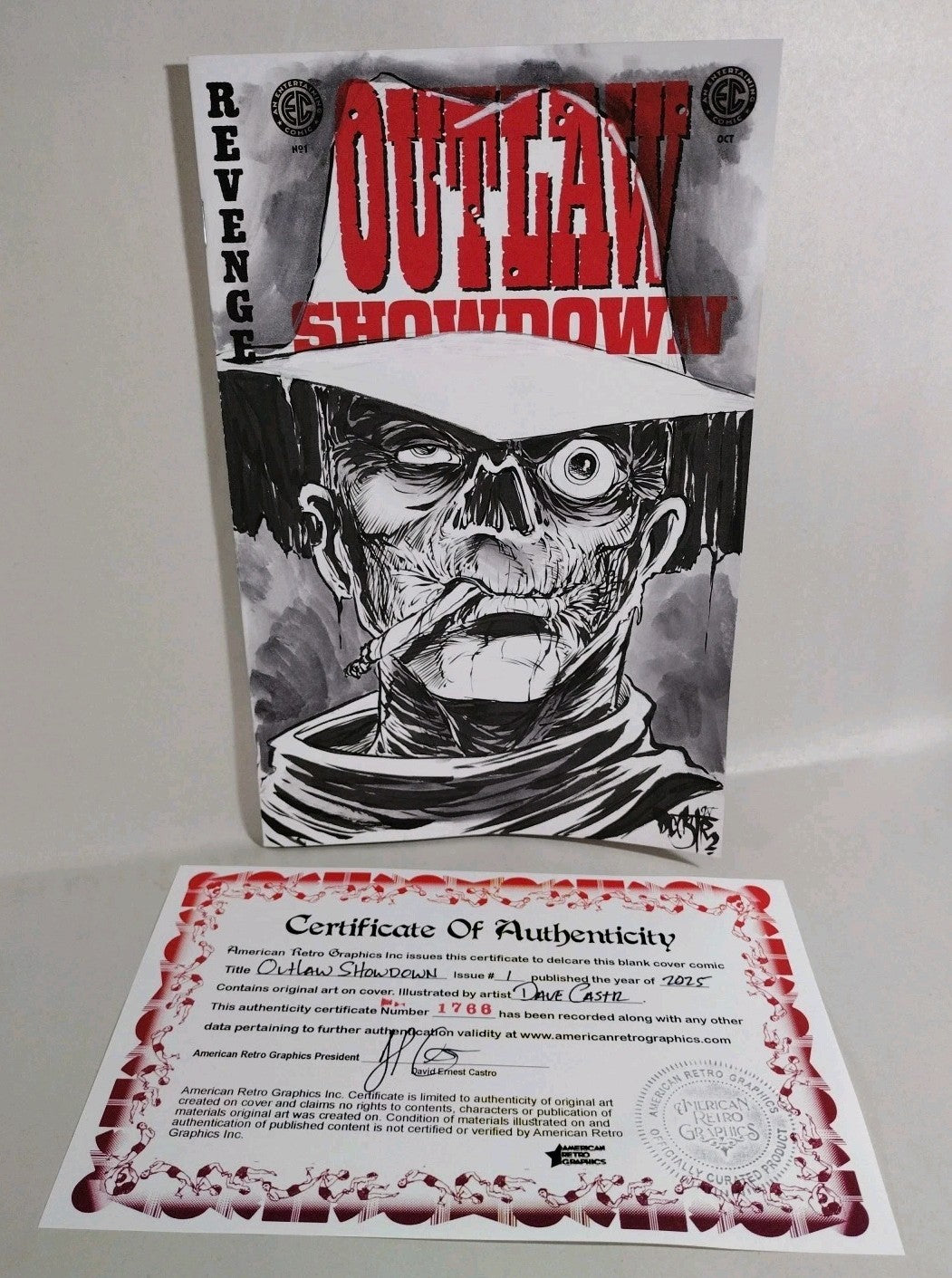 Outlaw Showdown #1 (2025) EC Comic Sketch Variant Cvr W Original Dave Castr Art