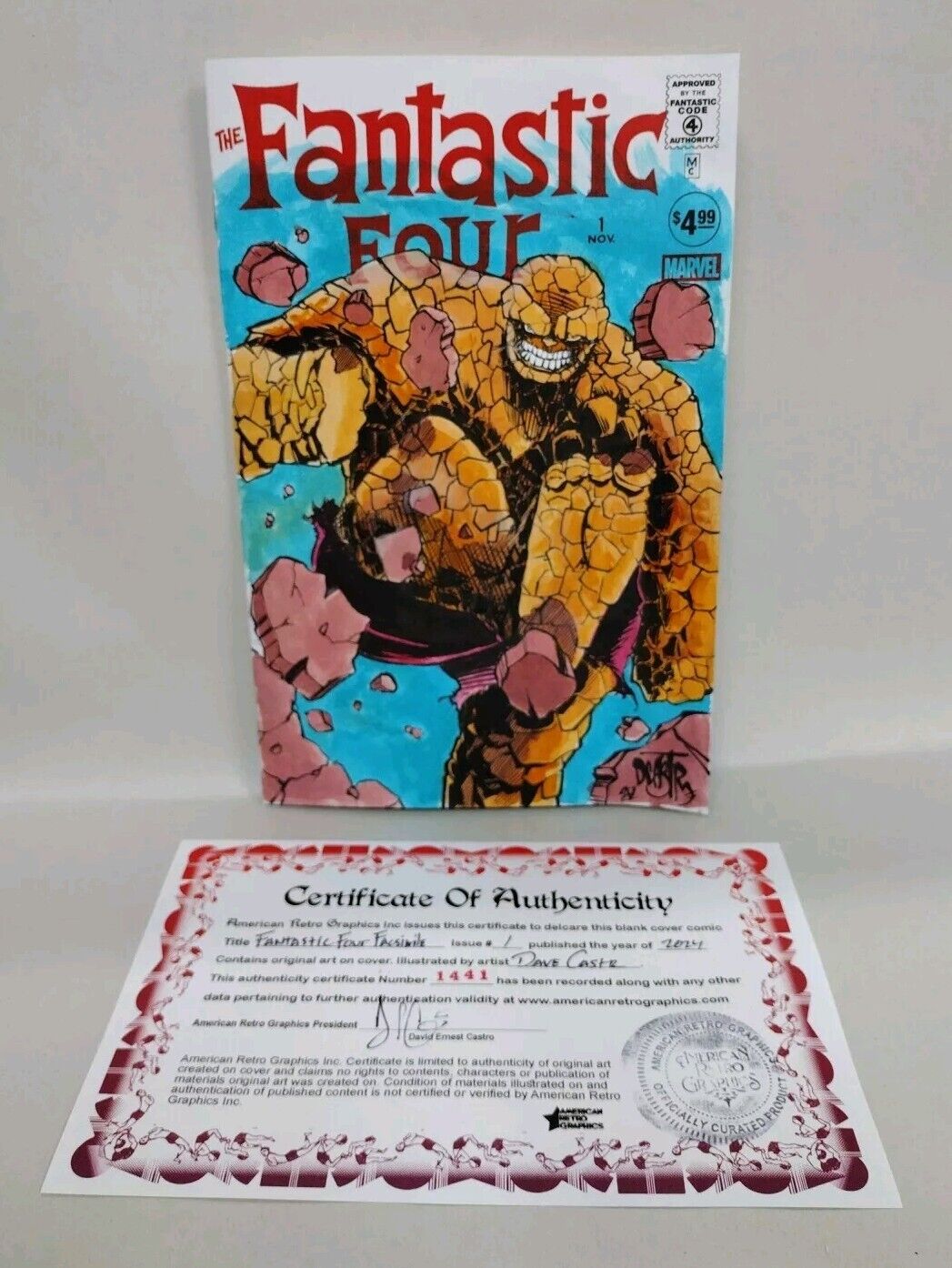 Fantastic Four 1 Marvel Comic 2025 Facsimile Sketch Cover W Original DCastr Art