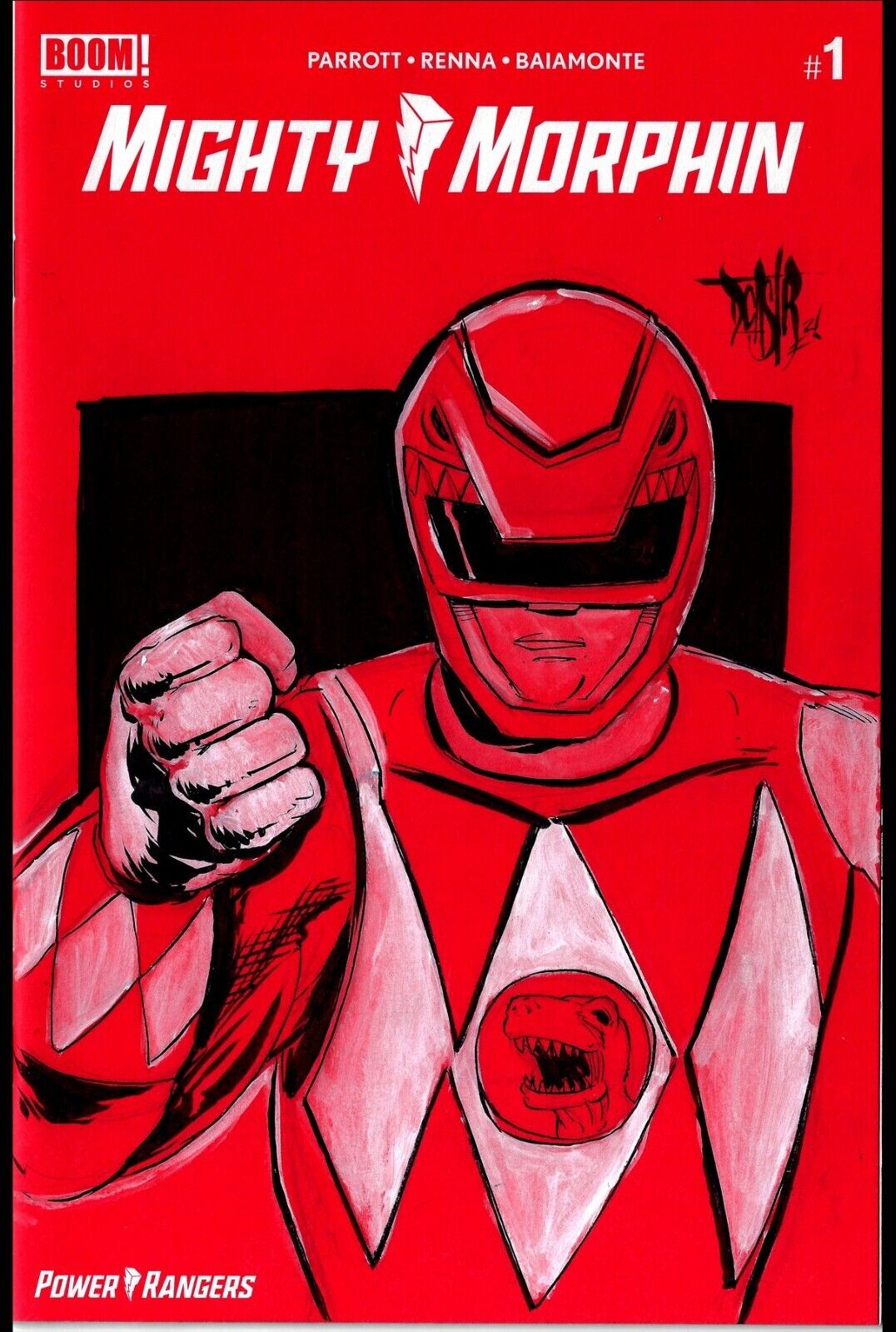 MIGHTY MORPHIN #1 (2020) Red Blank Cover Variant Comic W  Red ranger Art