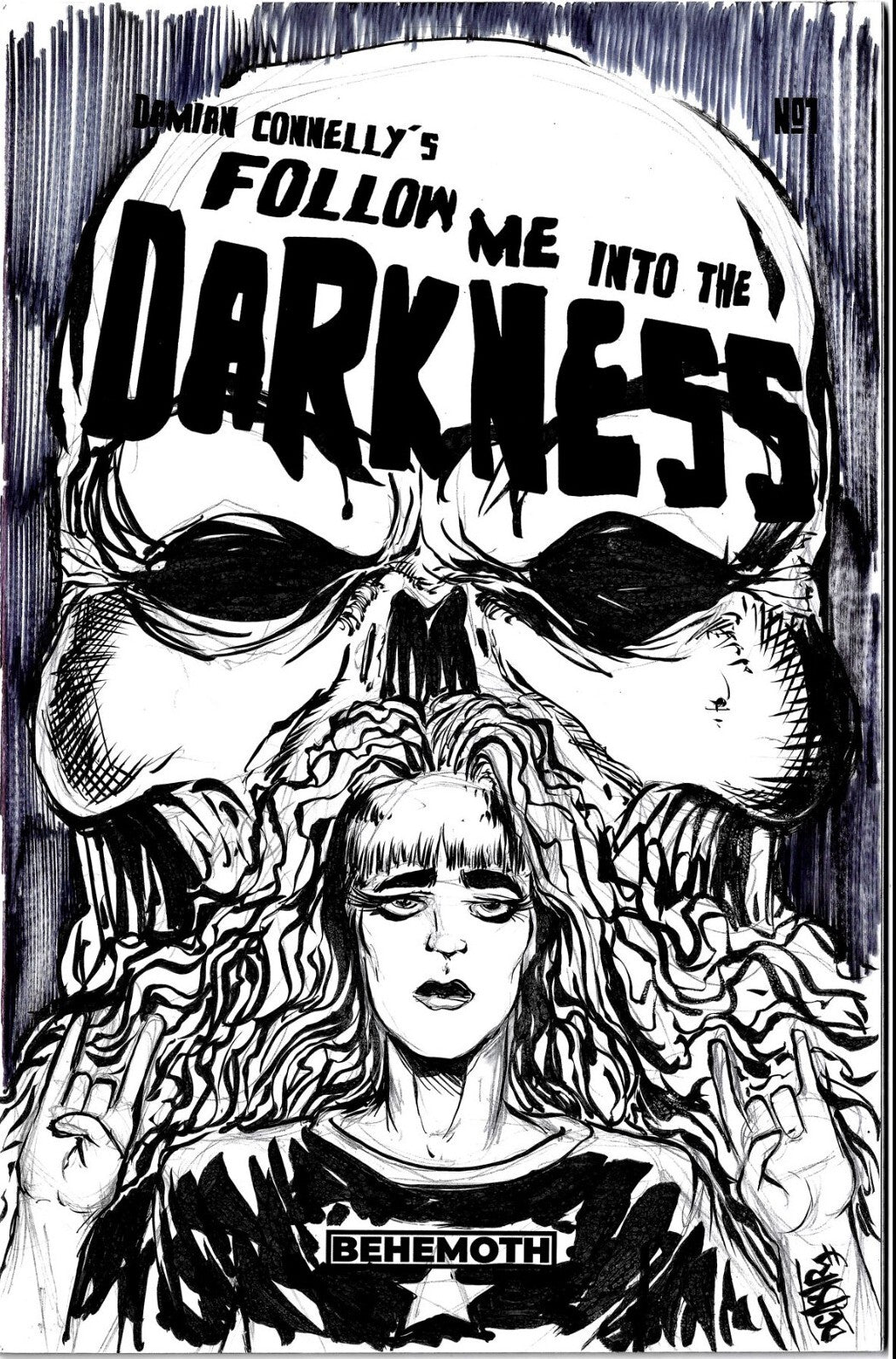 Follow Me Into The Darkness #1 (2022) Behemoth Blank Sketch Comic W Original Art