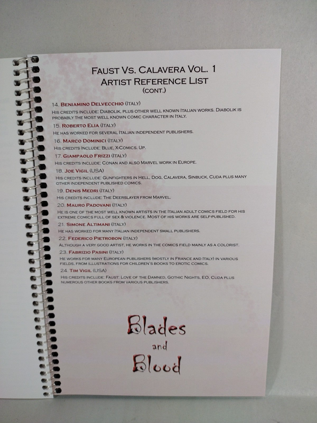 Faust Vs Calavera Blades & Blood (2007) RAW Comics Pin-up Book Signed Tim Vigil