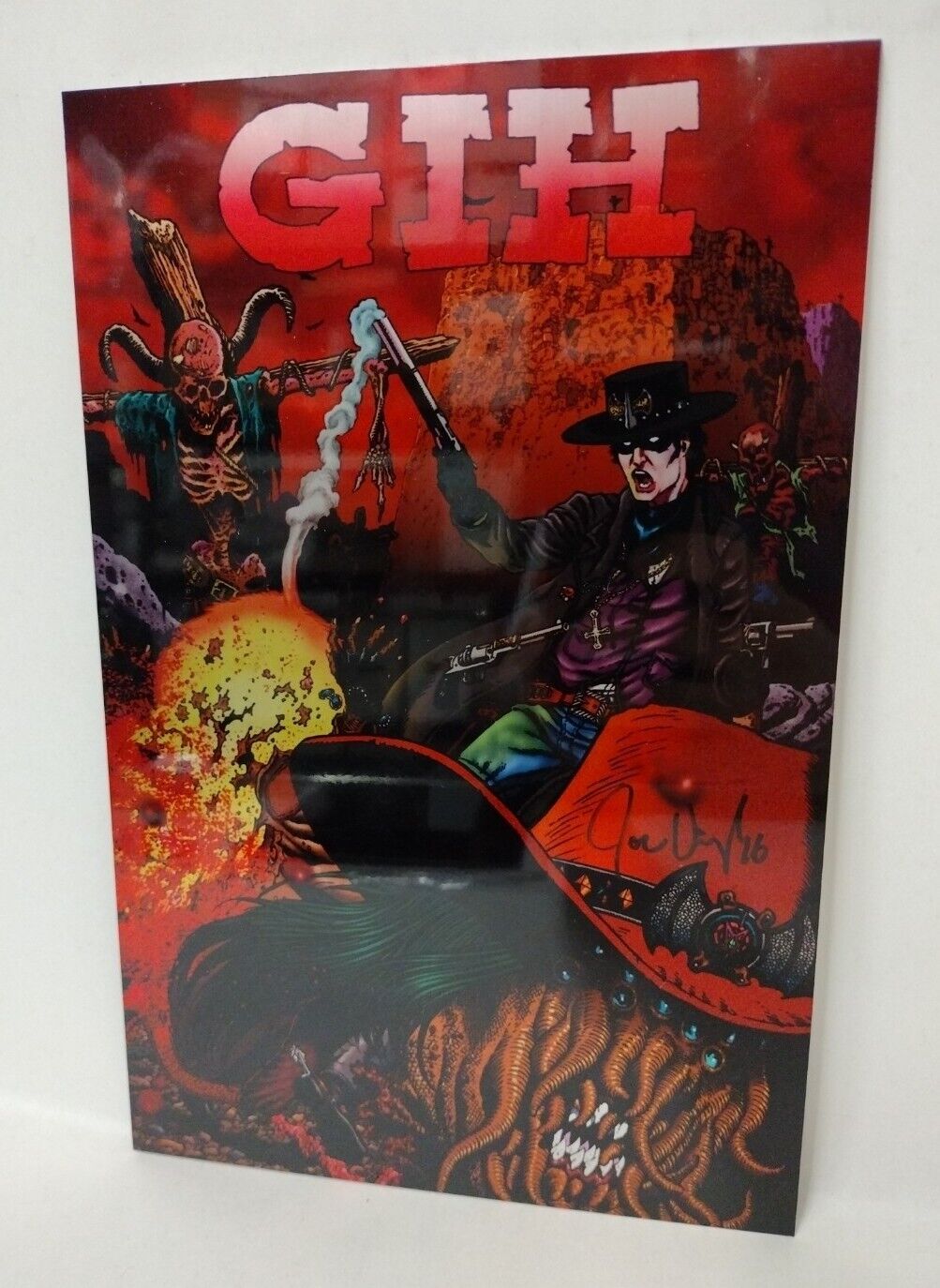 GIH Gunfighters In Hell #1 (2013) Metal Foil Cover Variant Signed Joe Vigil