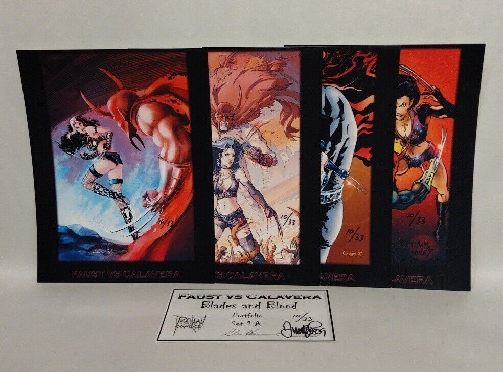 Faust Vs Calavera (2007) RAW Portfolio Print Set COA 1 A Signed Tim Vigil 10/33