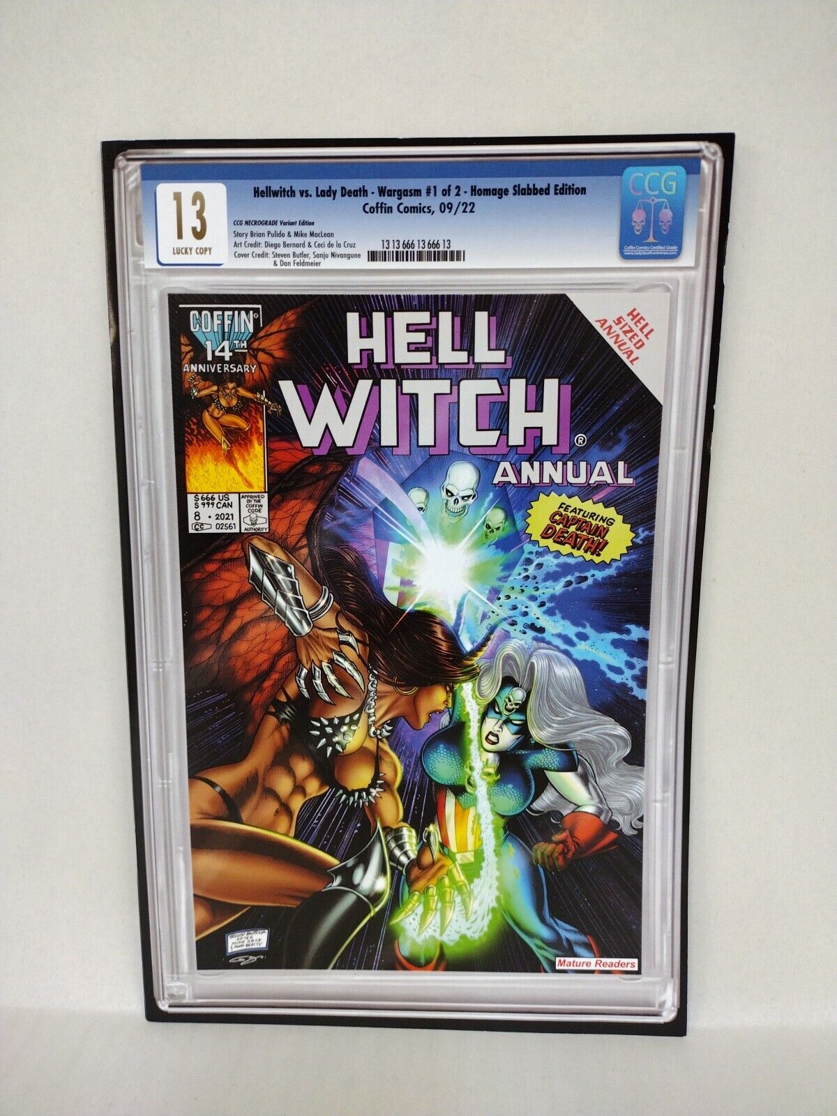 Hellwitch Vs Lady Death Wargasm #1 (2022) Coffin Comic Slabbed Homage Variant