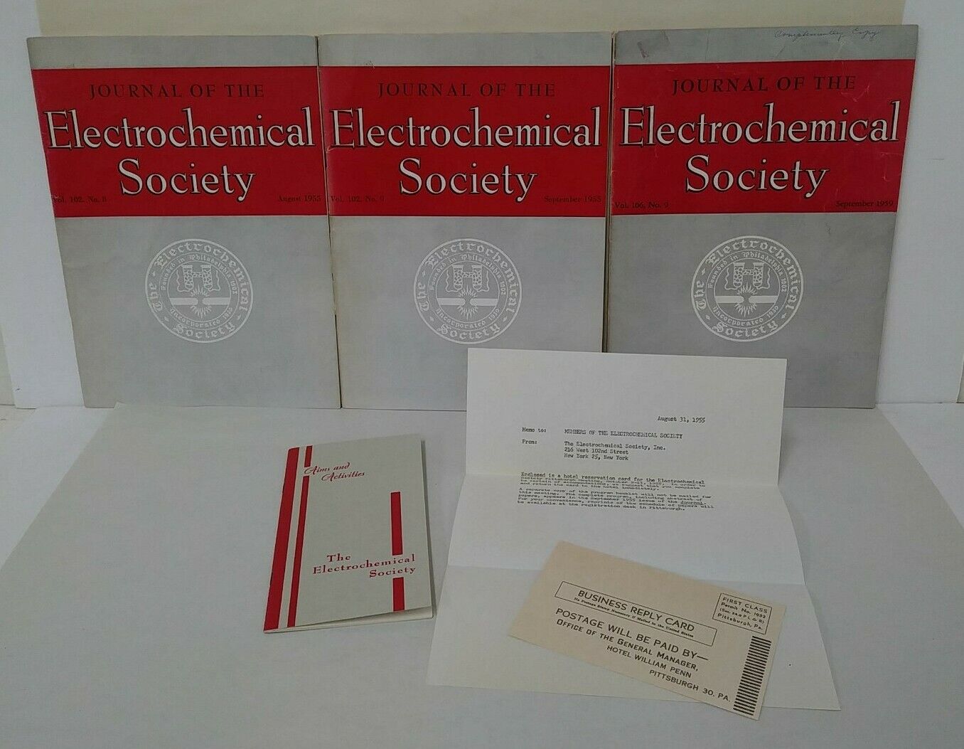 Electrochemical Society (1955) Journal Magazine Lot + Conference Program w Memo