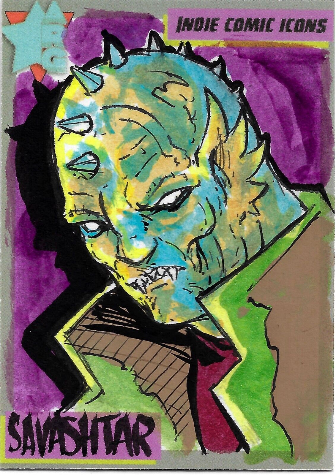 Indie Comic Icons (2023) Sketch Card w Original Savashtar Warlock 5 Art DCastr