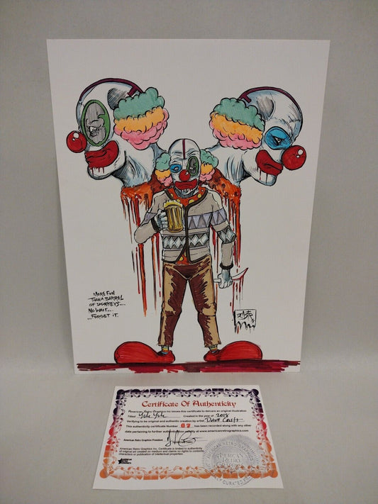 Dave Castr "Yuk Yuk" 9x 12" Original Clown Horror Illustration Art Sealed W COA
