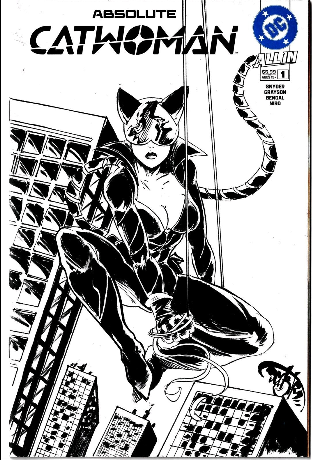 Absolute Catwoman #1 (2026) DC Comic Sketch Var Cover W Original Dave Castr Art
