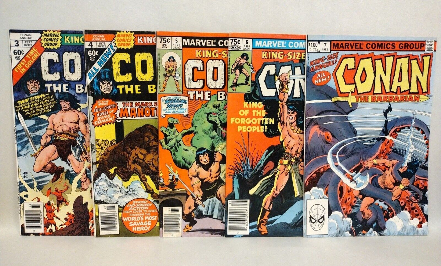 Conan (1977) King Size Annual Marvel Comic Lot Set 3 4 5 6 7 