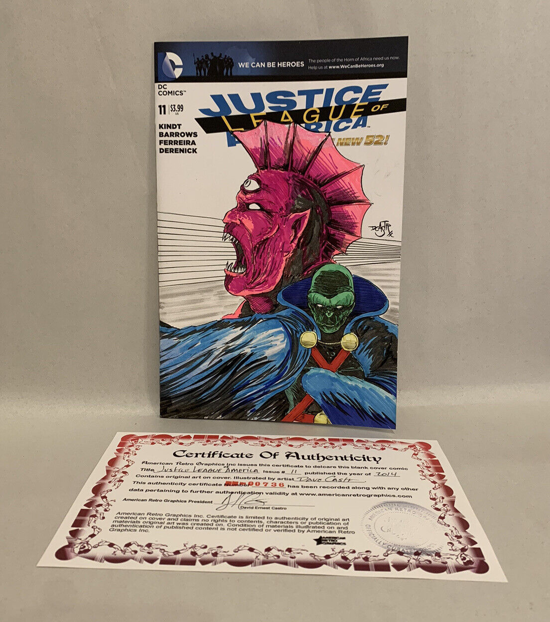 JUSTICE LEAGUE AMERICA #11 Blank Variant Cover Comic W Original Art Dave Castr