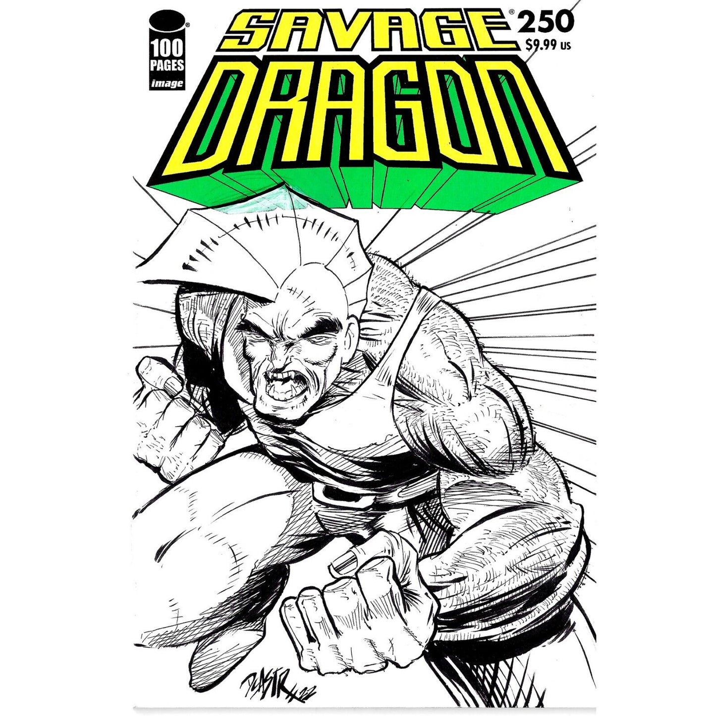 Savage Dragon #250 Blank Cover Comic w Original Art Dcastr w ARG COA # 