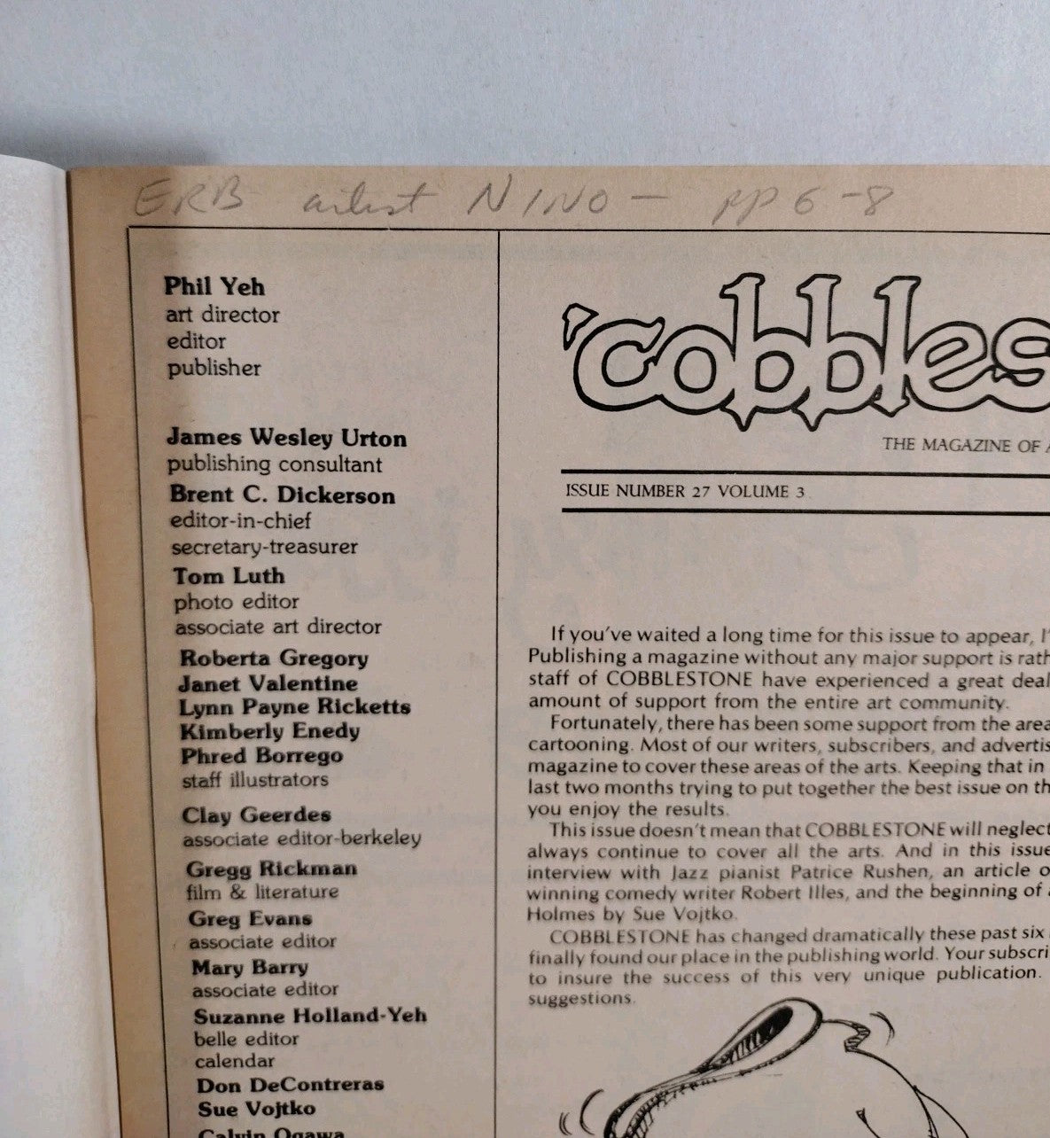 Cobblestone #27 (1977) Magazine Of All The Arts W Alex Nino Print Bruce Berry FN