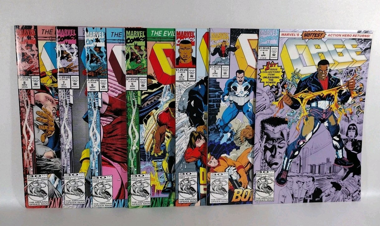 Cage (1992) Marvel Comic Lot Set #1 3 4 5 6 7 8 Evil And The Cure Pt 1-4 VF-NM