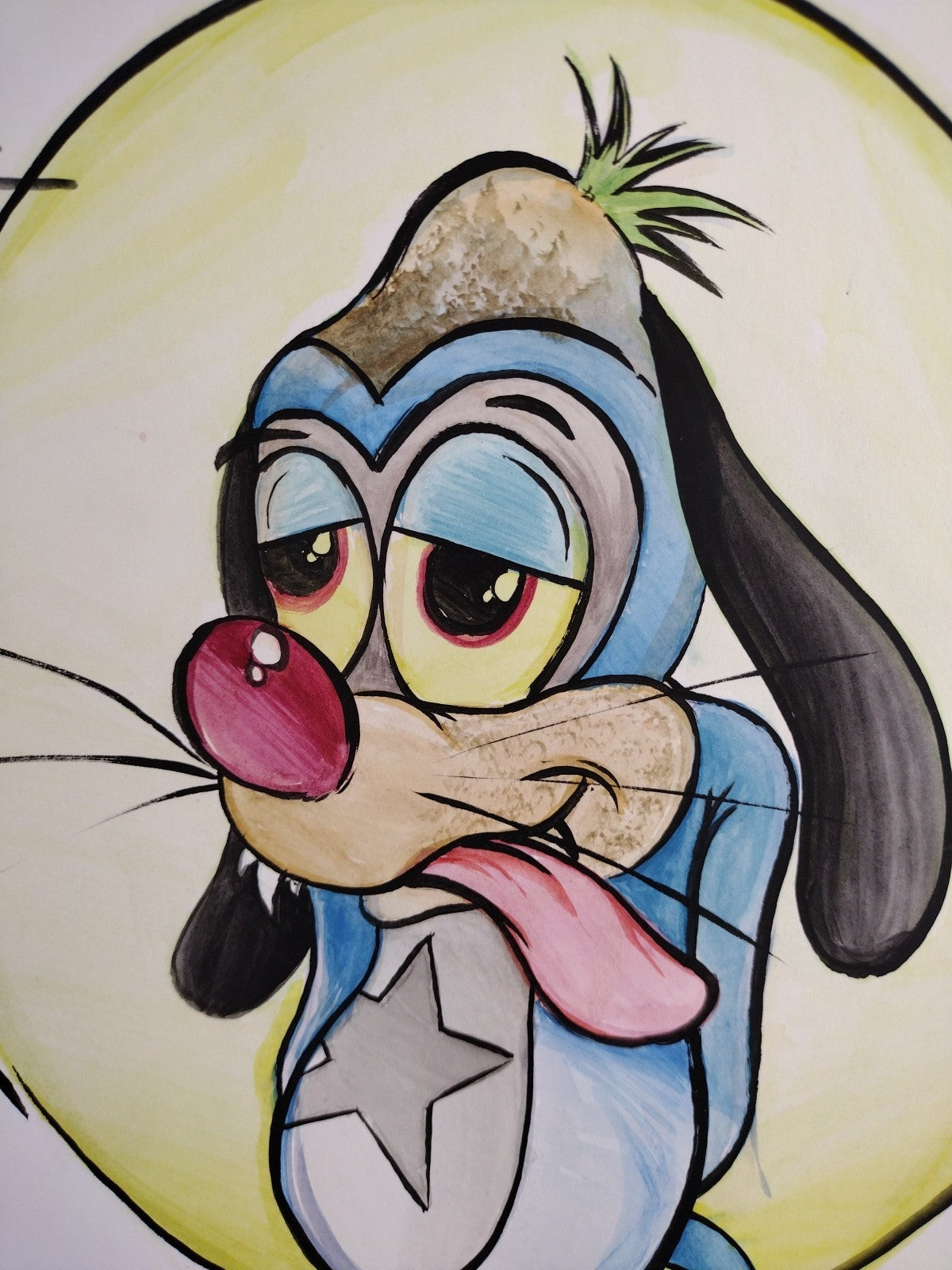 The Mutt 8 x 10" Dave Castr Original Sad Dog Comic Watercolor Art W ARG COA 68