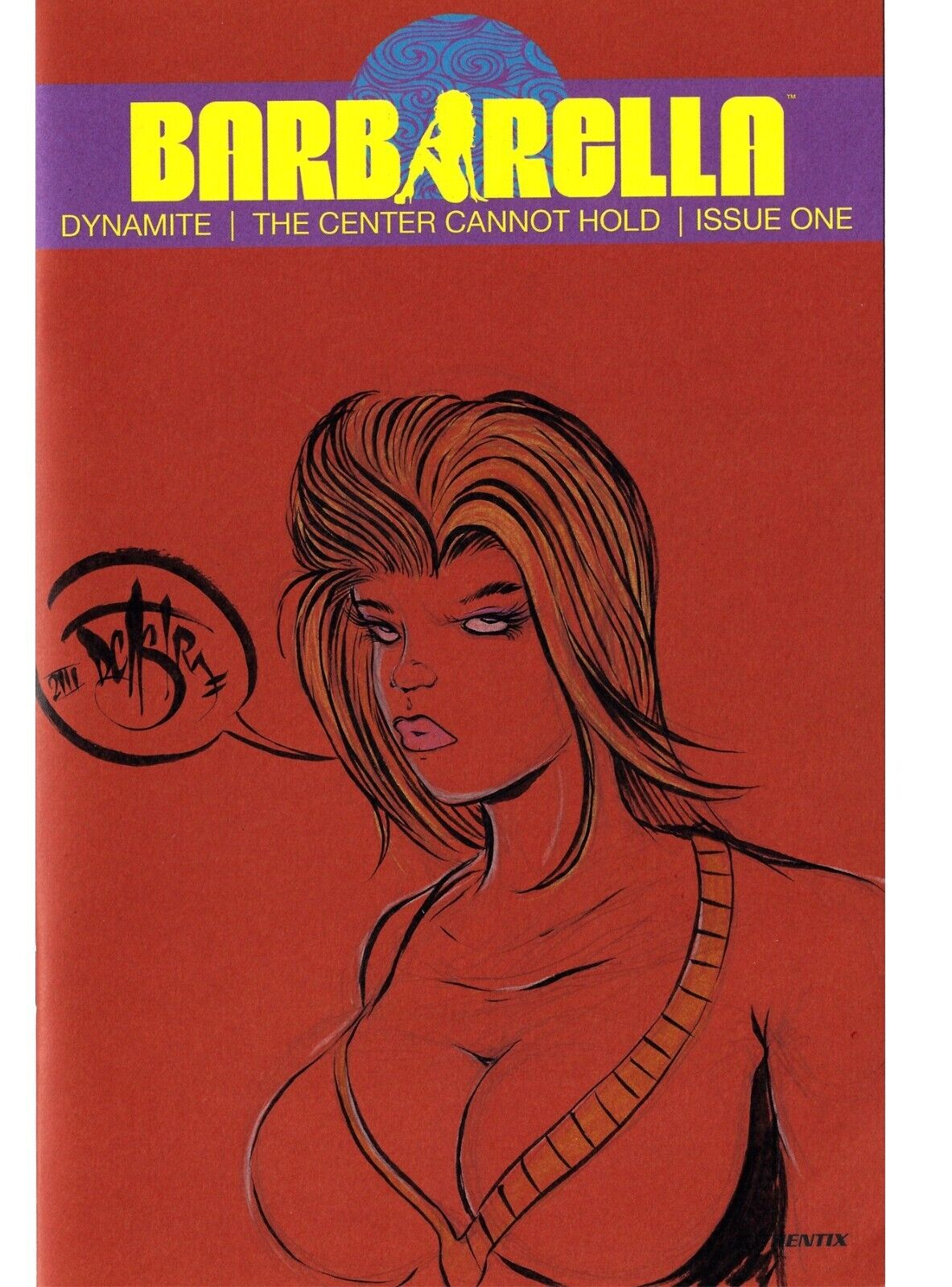 Barbarella Center Cannot Hold 1 Dynamite Red Blank Cover Comic w Original Sketch