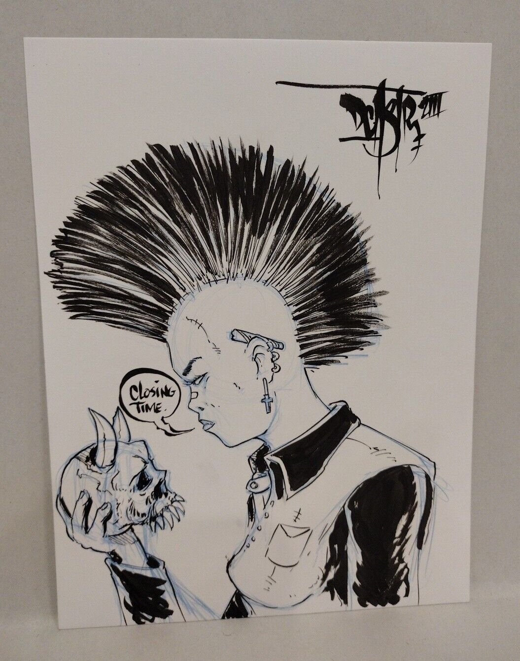 Original Comic Horror Art "Punk Hamlet" Dave Castr W American Retro Graphics COA