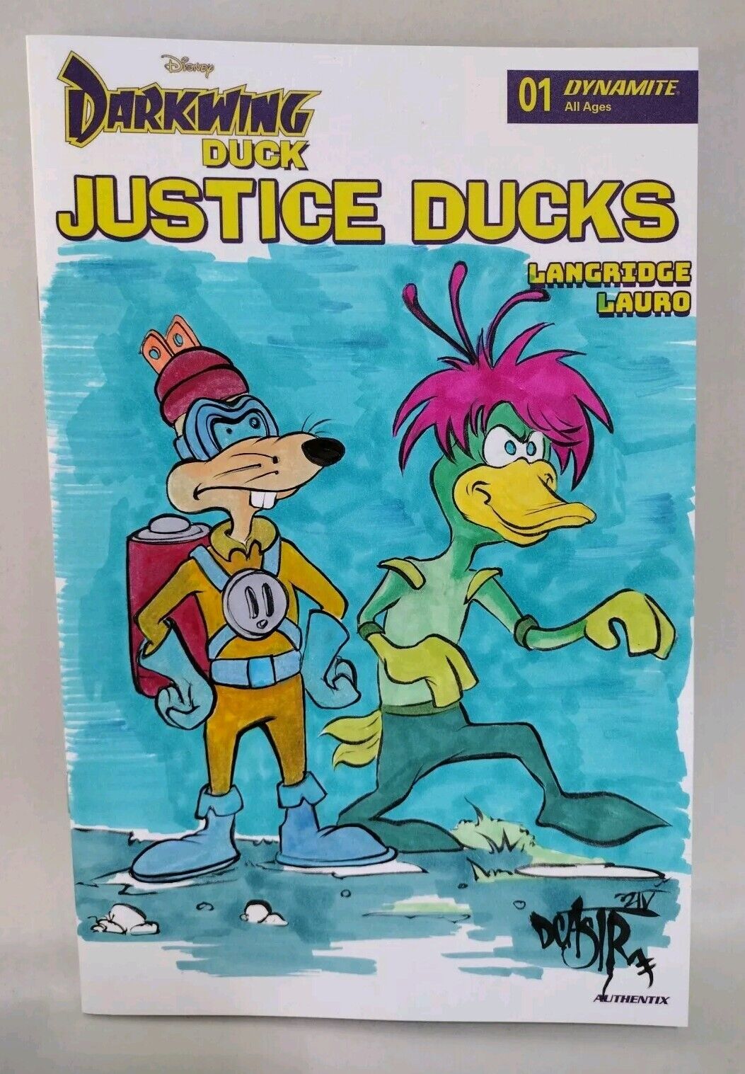 Darkwing Duck Justice Ducks #1 Dynamite Sketch Variant W Origina Dave Castr Art