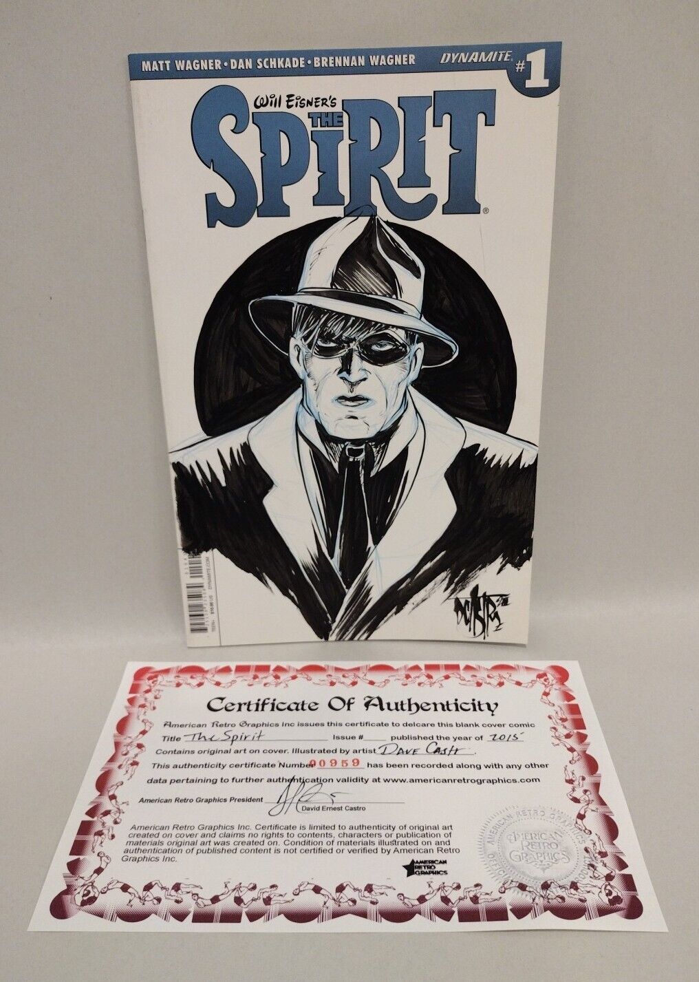 The Spirit #1 Blank Sketch Variant Cover Comic 2015 W Original Art Dave Castr