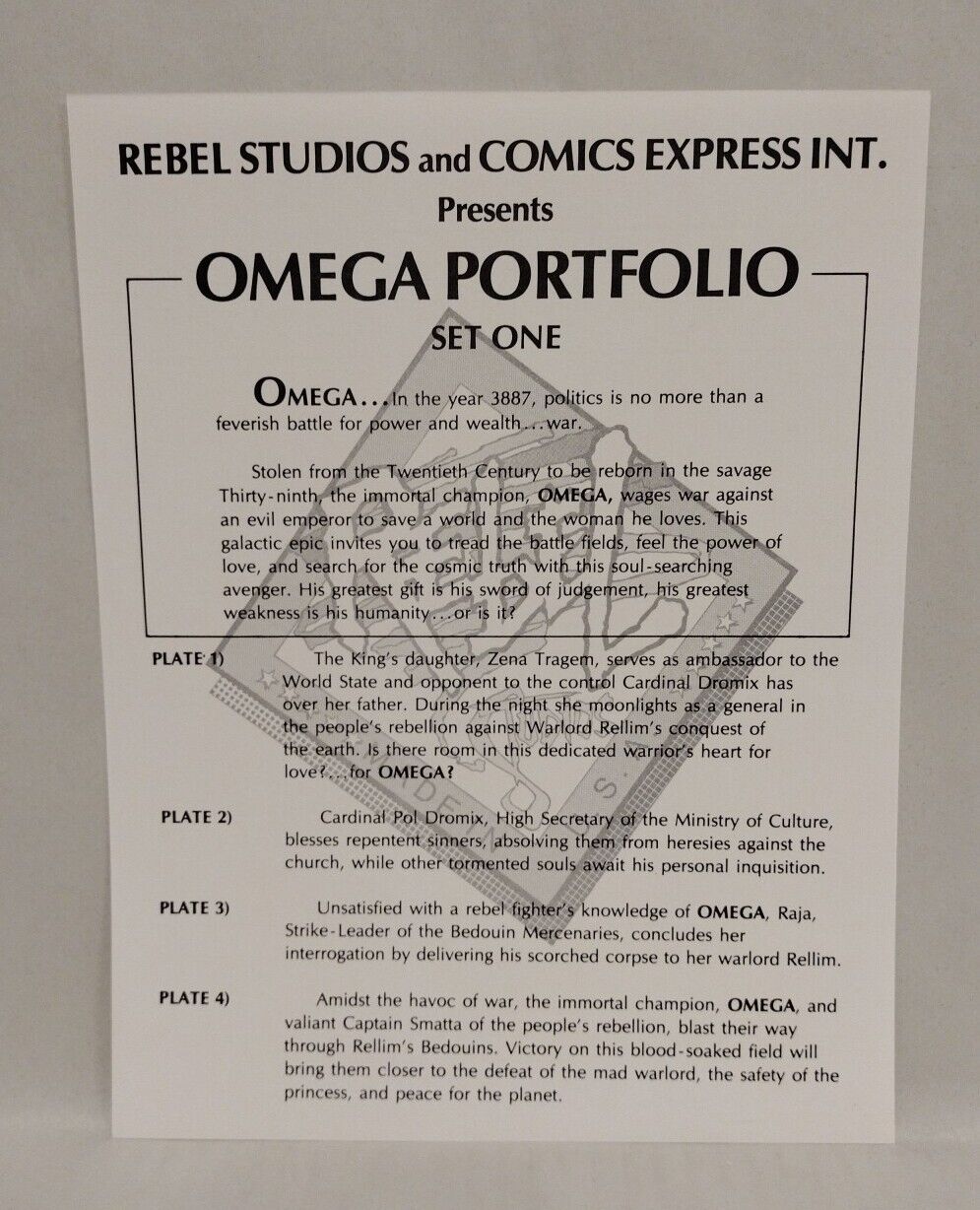 Omega (1987) Portfolio SIGNED 563/1000 TIM VIGIL Paul Martin Complete W Comic