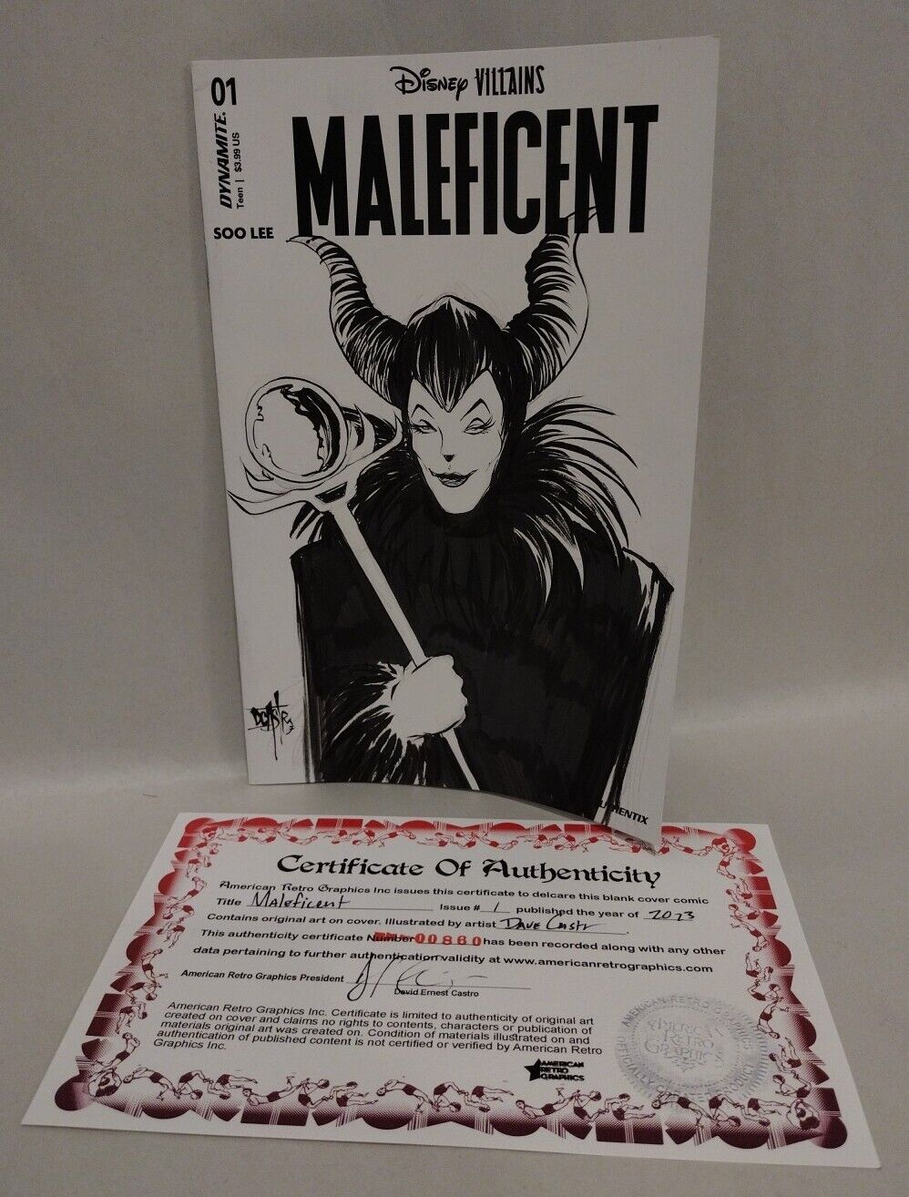 Maleficent #1 Dynamite 2023 Disney Villains Sketch Variant Comic W Original Art