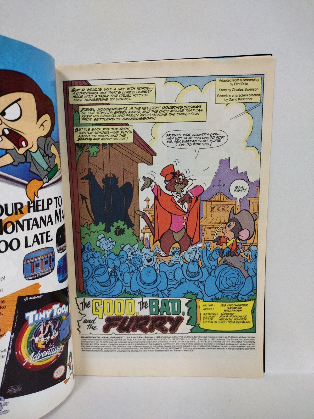 An American Tail Fievel Goes West (1992) Complete Marvel Comic Set #1 2 3 VF