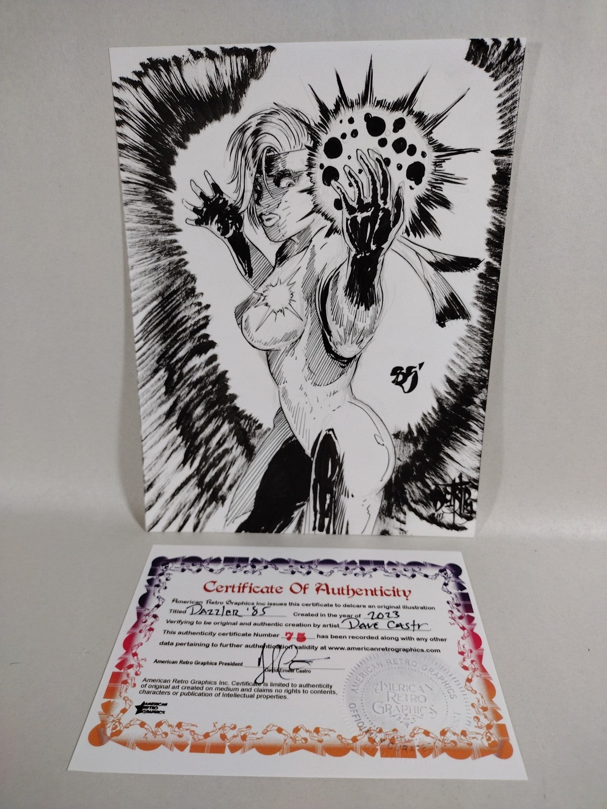 Dazzler ‘85 (2023) Original 6 X 8" Dave Castr Original Comic Illustration W COA