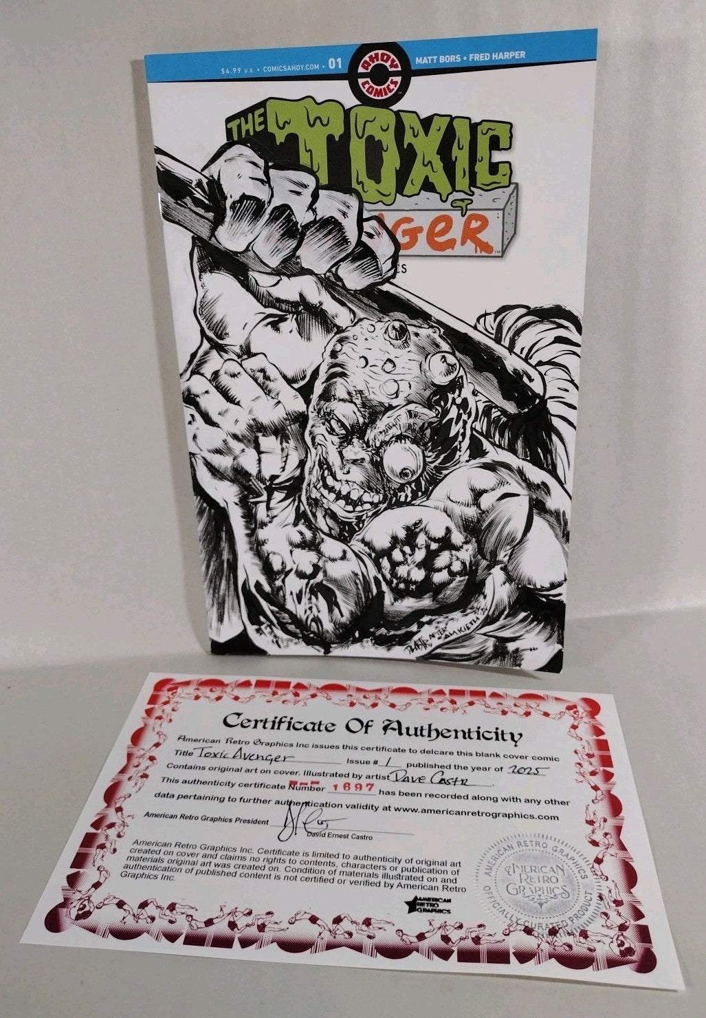 Toxic Avenger #1 (2025) Ahoy Sketch Cover Comic W Original Dave Castr Homage Art