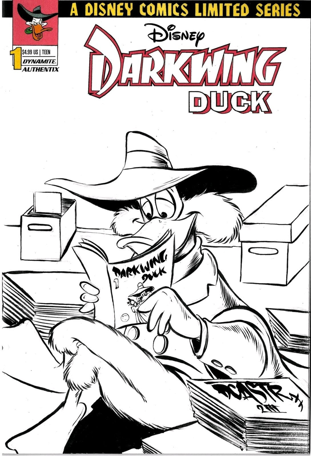 Darkwing Duck Facsimile 1 Dynamite Comic 2023 Sketch Cover W Original DCastr Art